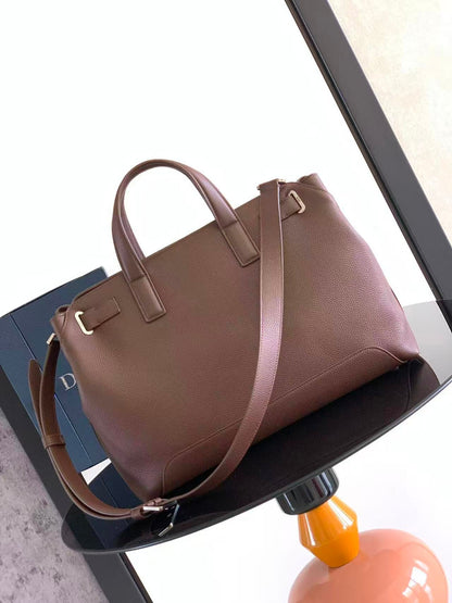 Dior 2026 Normandie Handbag 38cm Brown Grained Calfskin
