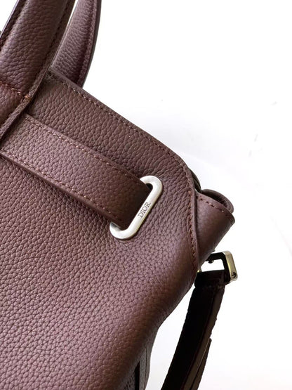 Dior 2026 Normandie Handbag 38cm Brown Grained Calfskin