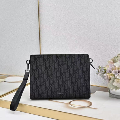CD A5 Triangle Pouch Black Oblique Jacquard Cotton
