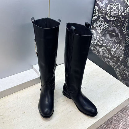 CD Riding Boots CD Buckle Black Leather