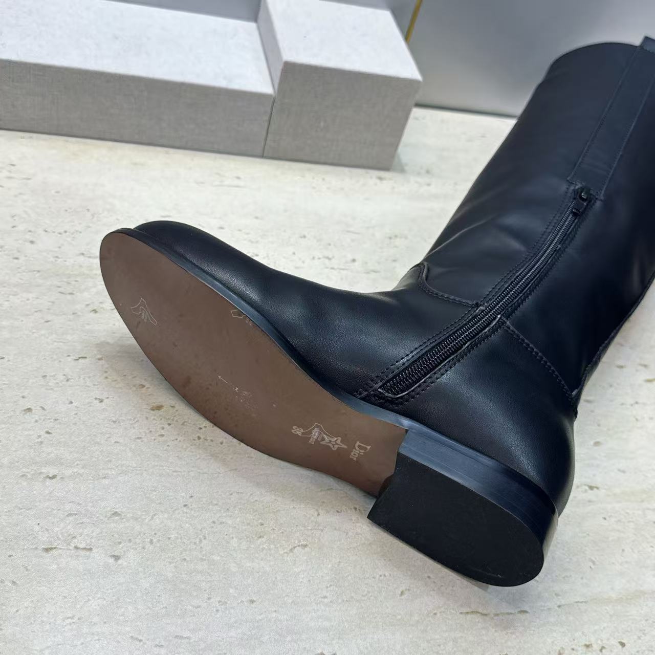 CD Riding Boots CD Buckle Black Leather