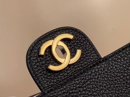 Chanel 2026 Maxi Flap Bag Black Grained Calfskin With Gold Hardware