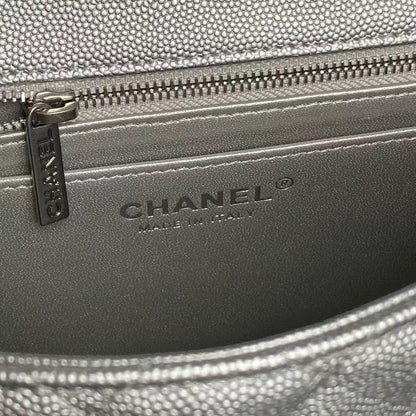 Chanel 2026 Classic Flap Bag 23.5cm Silver Grained Cowhide