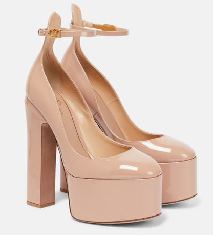 Valentino Garavani Tan-Go 155mm Platform Pumps Rose Cannelle Patent Leather