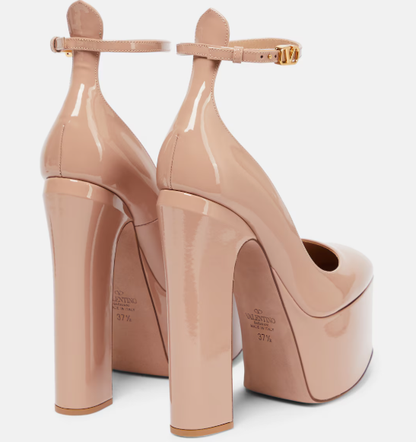 Valentino Garavani Tan-Go 155mm Platform Pumps Rose Cannelle Patent Leather