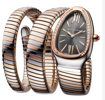 Bulgari Serpenti Tubogas 35mm Steel and Rose Gold Diamond Quartz Watch