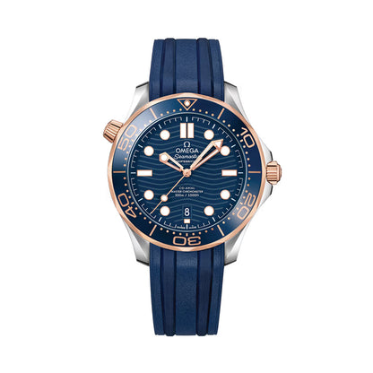 Seamaster Diver 300M Steel and Sedna™ Gold 42mm - Blue on Rubber Strap
