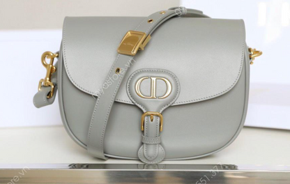 MEDIUM CD BOBBY 22CM DARK GREY CALFSKIN GOLD HARDWARE