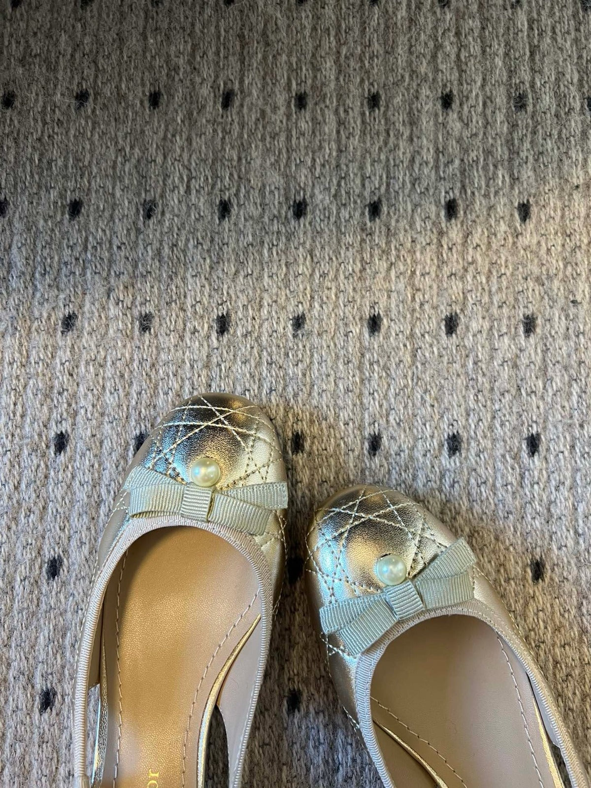 CD Ballet Slingback Pumps Gold Cannage Lambskin