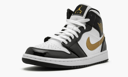 Air Jordan 1 Mid SE Black Gold Patent Leather Sneakers - Game Changer