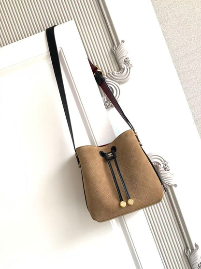 Chanel 2026 Bucket Bag Suede Leather 385786