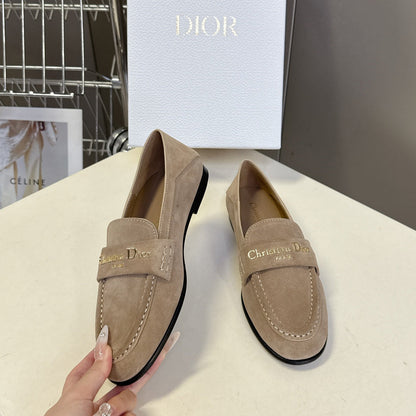 CD  Boy Loafer Rope 5mm  Beige Suede Calfskin  492542
