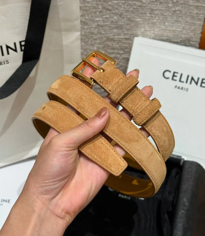 Celine 2026 Arc de Triomphe Belt 2.5cm Suede Cowhide