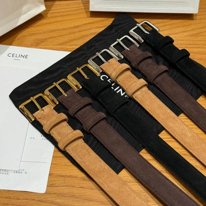 Celine 2026 Arc de Triomphe Belt 2.5cm Suede Cowhide