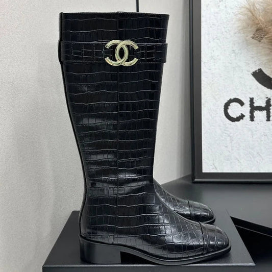Chanel 2026 Metiers D'art Knee-High Boots 45mm Suede Cowhide 986193
