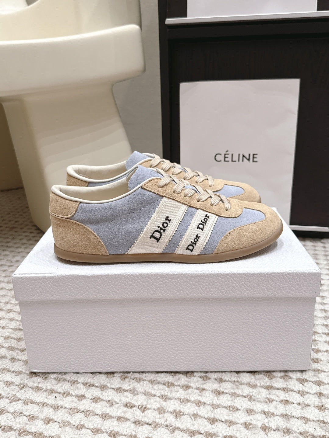 CD Ribbon Sneaker Blue Khaki Suede 930300