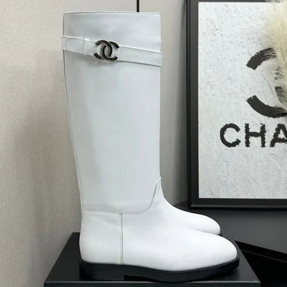 Chanel 2026 CC Logo Belted Boots Cowhide 985942