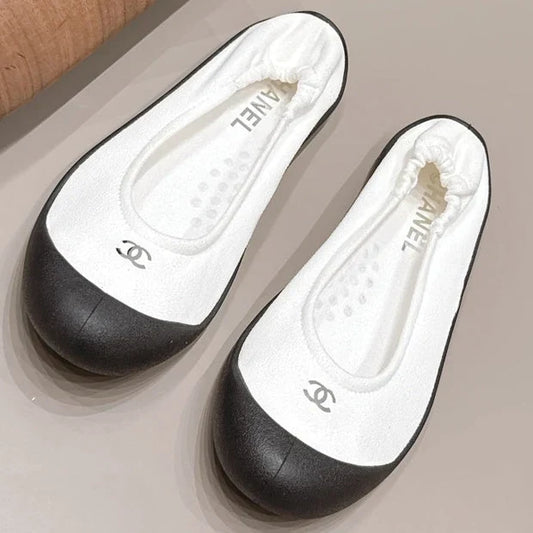 Chanel 2026 Round-Toe Wrinkled Ballet Flat Suede 976100