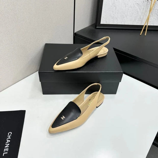 Chanel 2026 Two-Tone Flat Slingbacks Suede Leather 985827