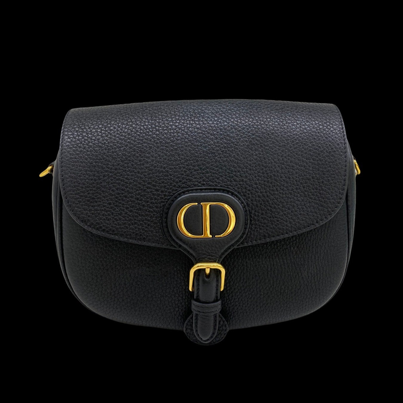 CD Medium Bobby Bag Black Calfskin Ghw