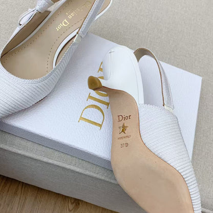 CD J'Adior Slingback Pumps 65mm White Embroidered Cotton