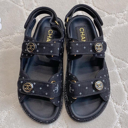 Chanel 2026 Printed Velcro Dad Sandals Fabric 977458