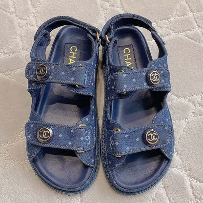 Chanel 2026 Printed Velcro Dad Sandals Fabric 977458