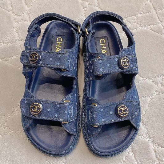 Chanel 2026 Printed Velcro Dad Sandals Fabric 977458