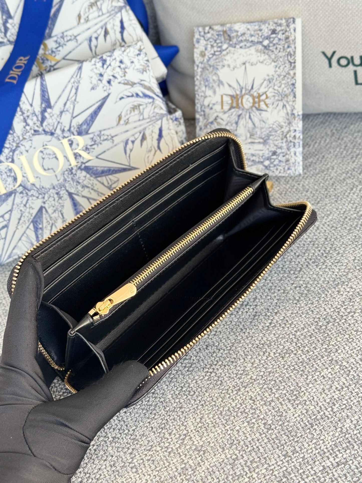 CD Miss Dior Freesia Zipper Wallet Lambskin GHW