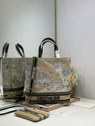 CD Fall 2025 Souvenir Large Book Tote Beige Cotton 288606