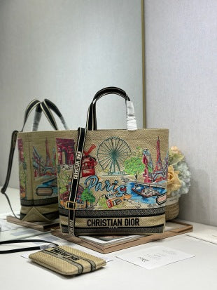 CD Fall 2025 Souvenir Large Book Tote Beige Cotton 288606
