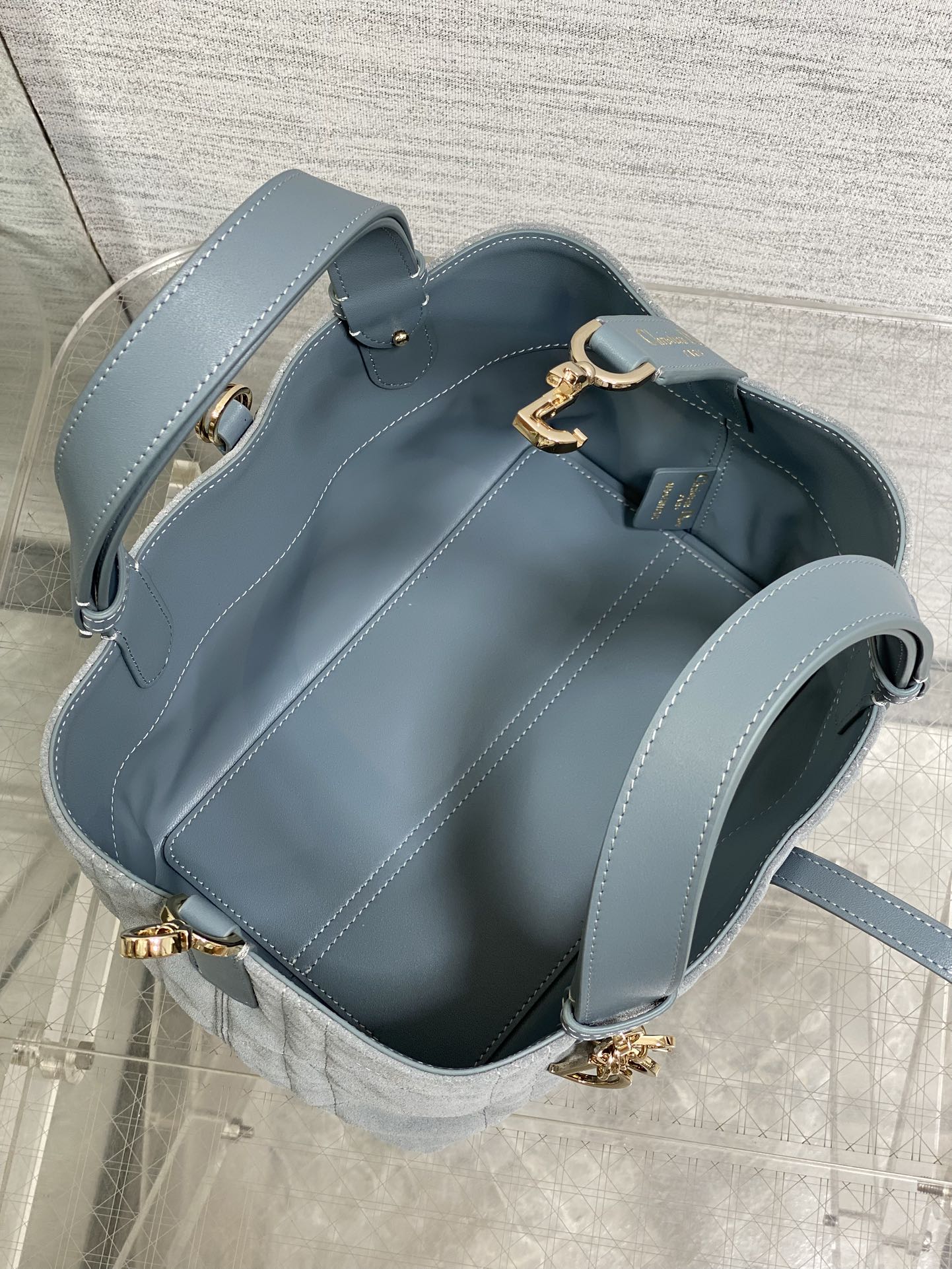 Dior 2026 Toujours Bag Blue Grey Suede Leather 286497