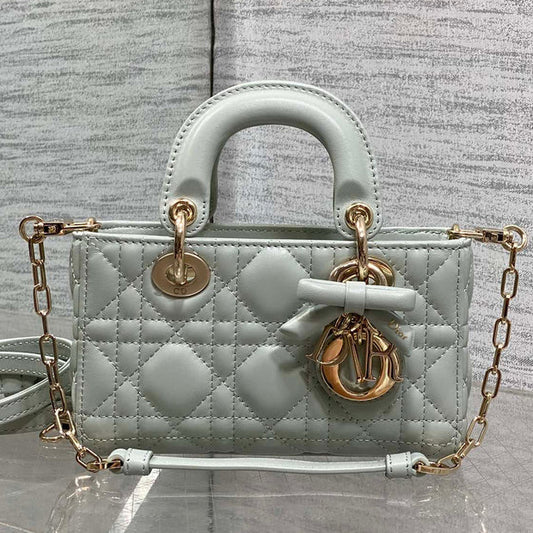 CD 2026 Bow Lady D-Joy Lily Green Cannage Lambskin 286525