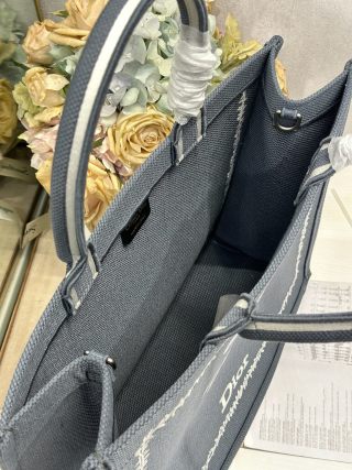CD Les Fleurs du Mal Book Tote Grey Canvas