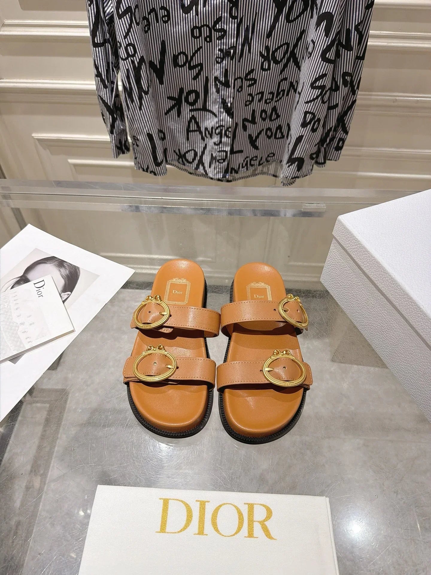 Dior 2026 Medaillon Buckle Slide Sandal Calfskin 919025