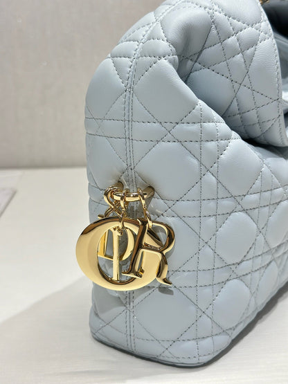 CD Lady Dior Shoulder Bag 27cm Light Blue in Sheepskin 155549