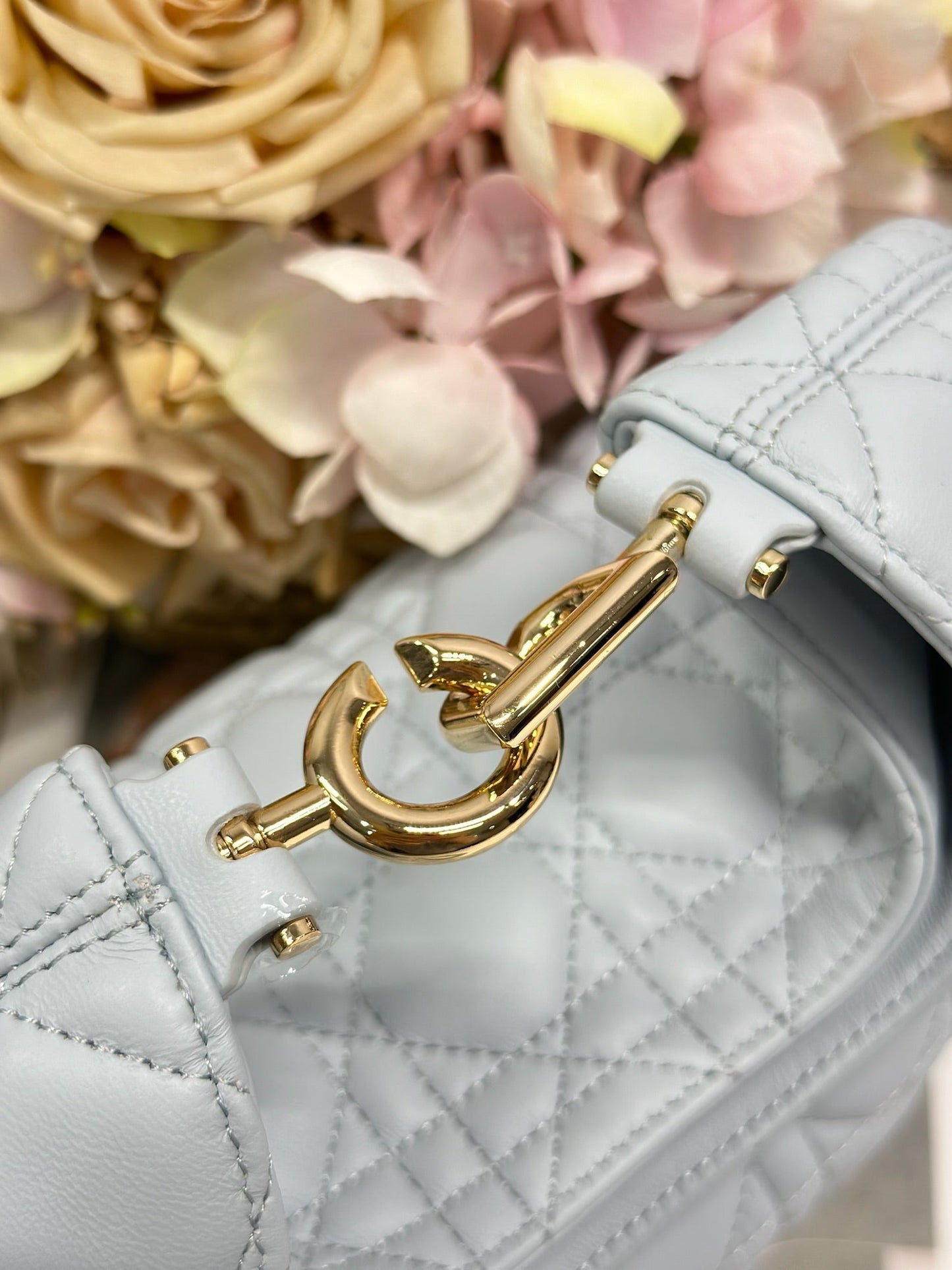 CD Lady Dior Shoulder Bag 27cm Light Blue in Sheepskin 155549