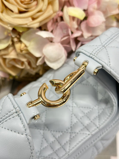 CD Lady Dior Shoulder Bag 27cm Light Blue in Sheepskin 155549