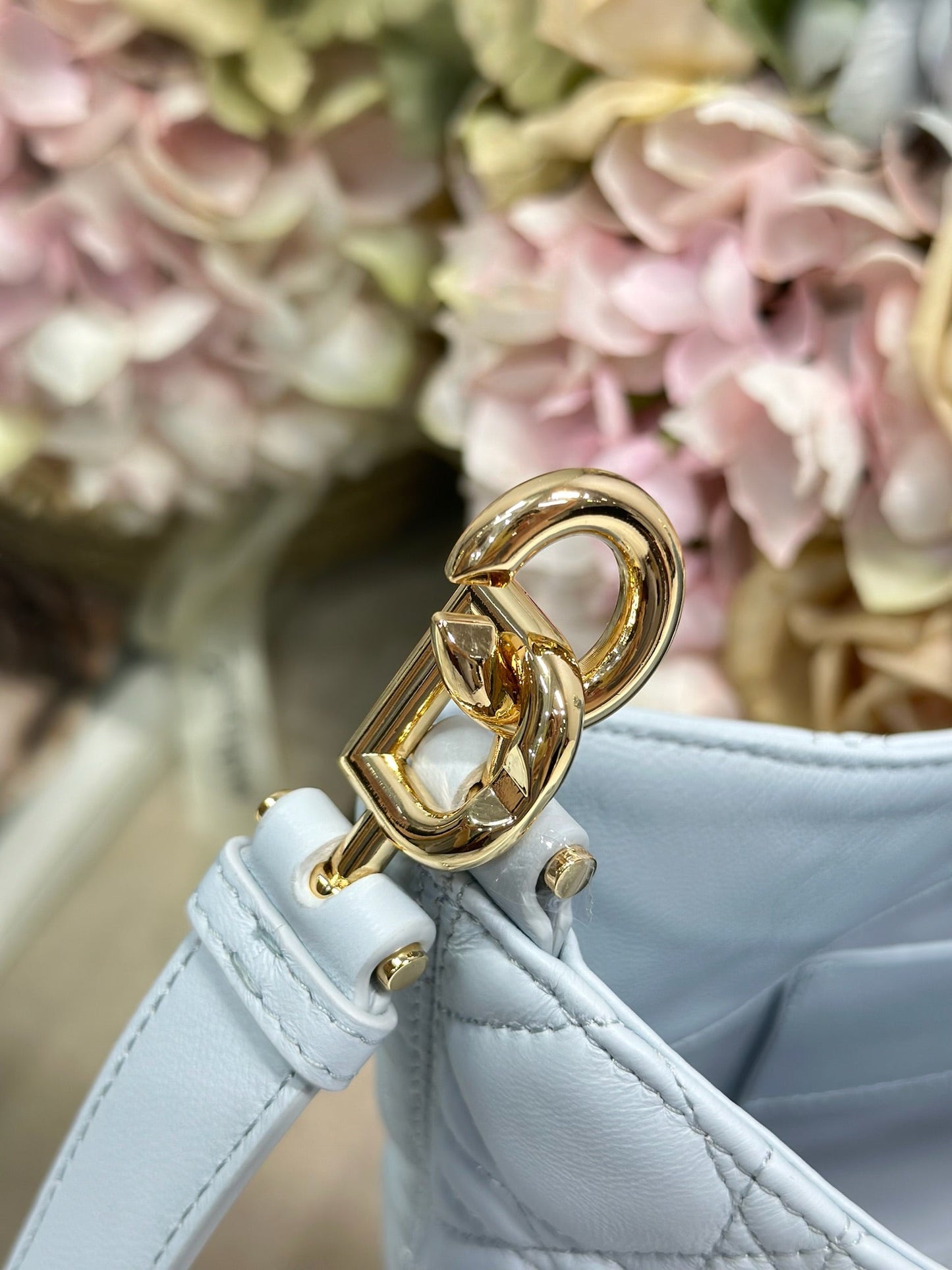 CD Lady Dior Shoulder Bag 27cm Light Blue in Sheepskin 155549