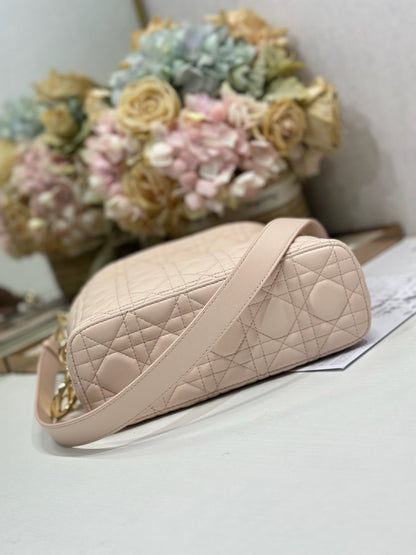 CD Lady Dior Shoulder Bag 27cm Light Pink in Sheepskin 155553