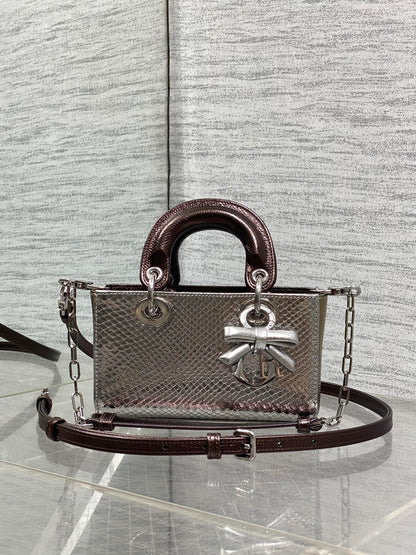 CD Lady D-Joy Bag Metallic Bronze Snakeskin Leather SHW 160003