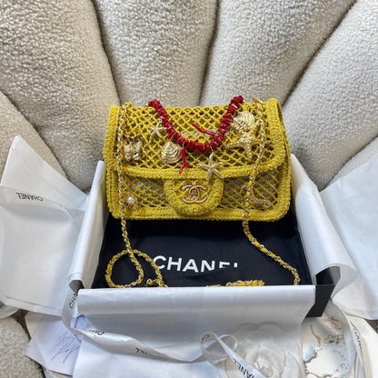 Chanel 2026 Charm Flap Bag 21cm Woven Leather
