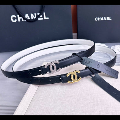 CC 26s 2cm Belt Black White Gold Calfskin