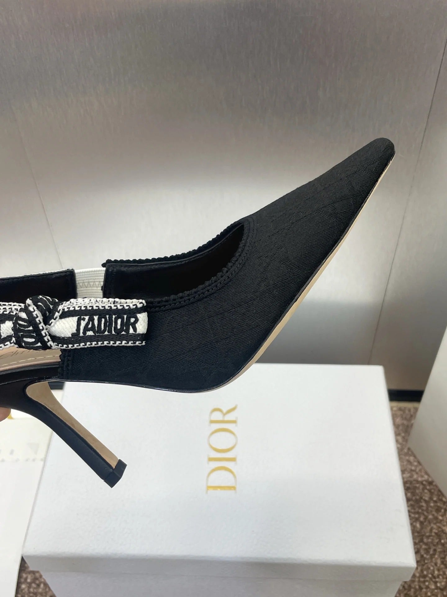 CD J'Adior Slingback Pump Black Fabric Sheepskin 330329