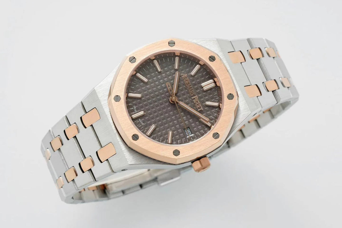 Audemars Piguet Royal Oak 34mm Sliver Case Brown Dial Pink Gold Steel