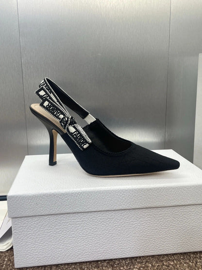 CD J'Adior Slingback Pump Black Fabric Sheepskin 330329