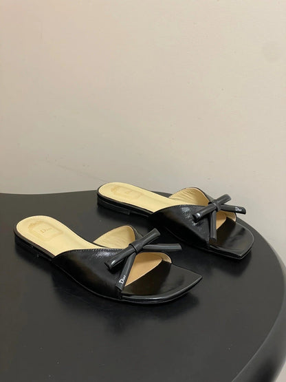 Dior 2026 Bow Slipper Canvas Calfskin 911148