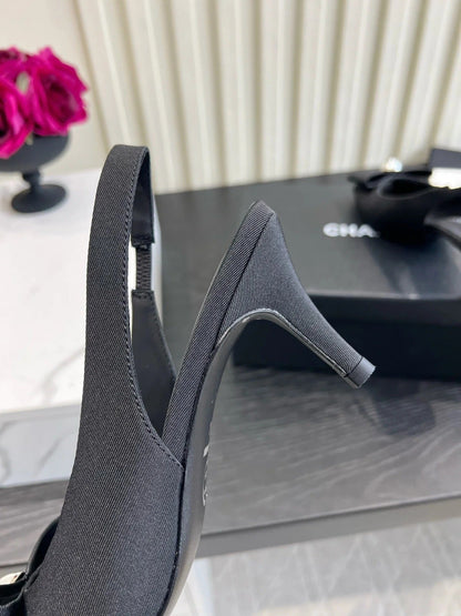 Chanel 2026 High Heels Sandals 60mm Black Cloth 977144
