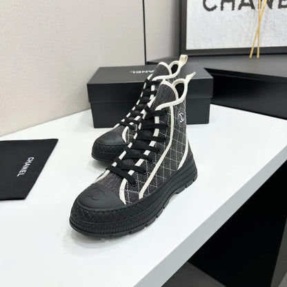 Chanel 2026 Quilted High Top Sneakers Suede Fabric 986146