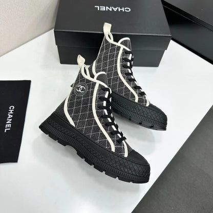 Chanel 2026 Quilted High Top Sneakers Suede Fabric 986146